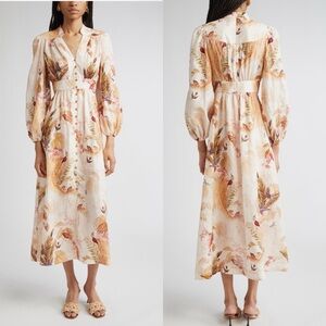 Zimmermann Ascension Print Linen Midi Dress 4 US NWT